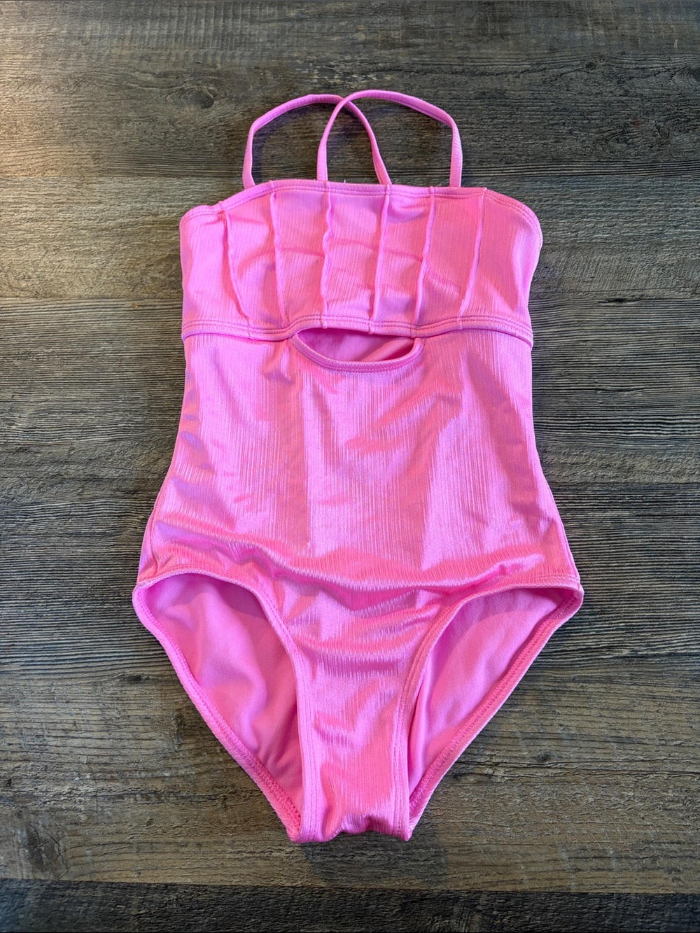 Cat & Jack Bright Pink Girls' One-Piece Swimsuit with Front Cutout